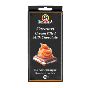 Caramel flavoured Cream Filled Milk Chocolate - 100g - Sugarless Confectionery
