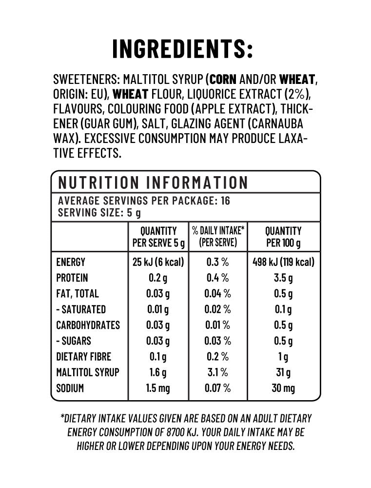 Soft Black Licorice - 80g - Sugarless Confectionery