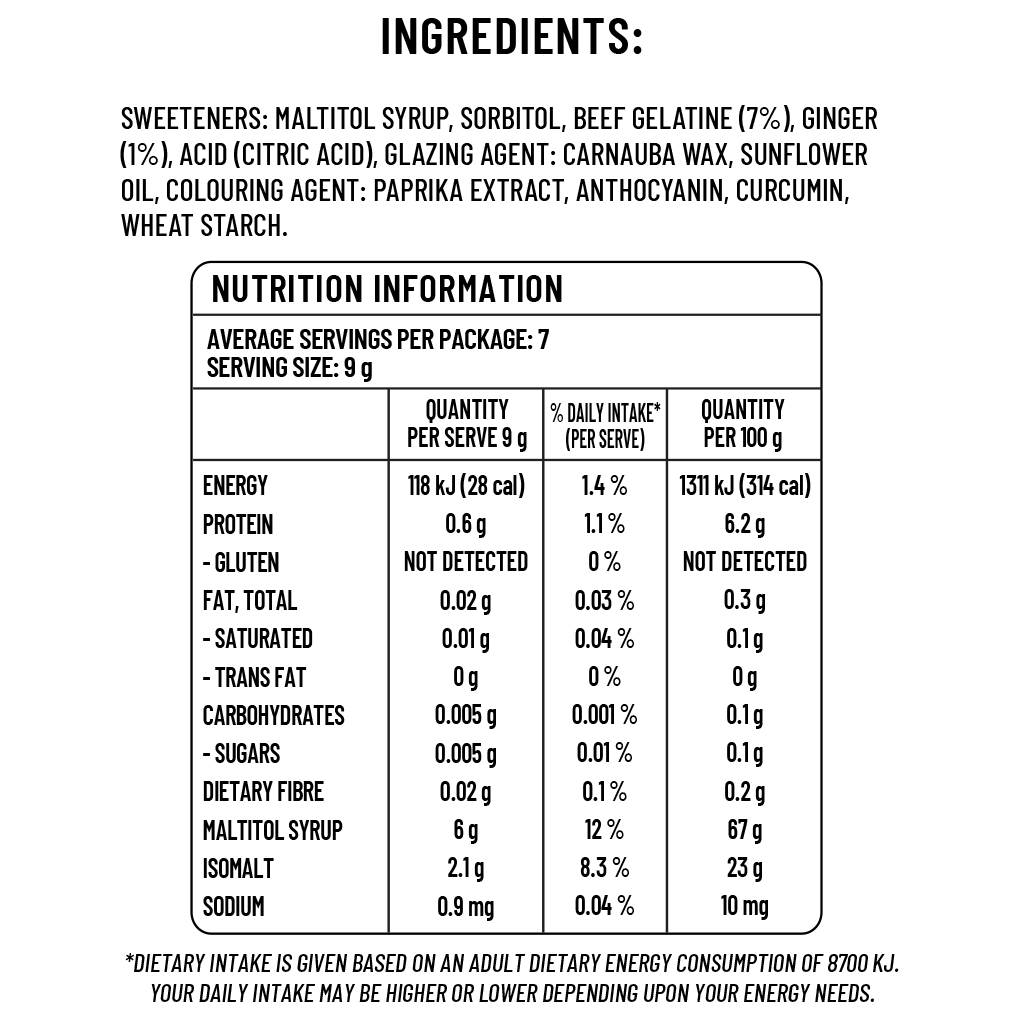 Ginger Dragon Jellies - 60g - Sugarless Confectionery