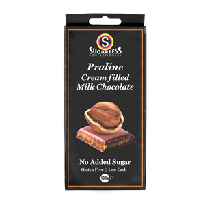 Praline flavoured Cream Filled Milk Chocolate - 100g - Sugarless Confectionery