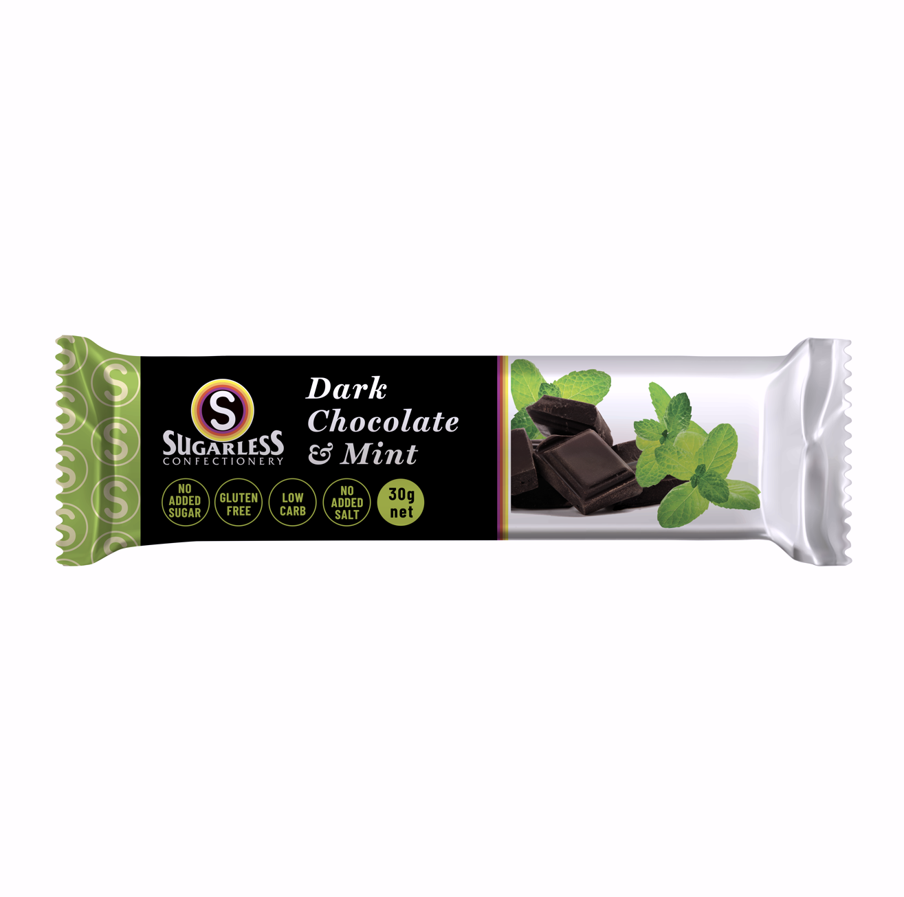 Gourmet Dark Chocolate & Mint - 30g - Sugarless Confectionery