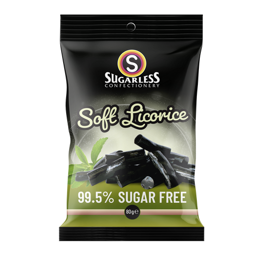 Soft Black Licorice - 80g - Sugarless Confectionery