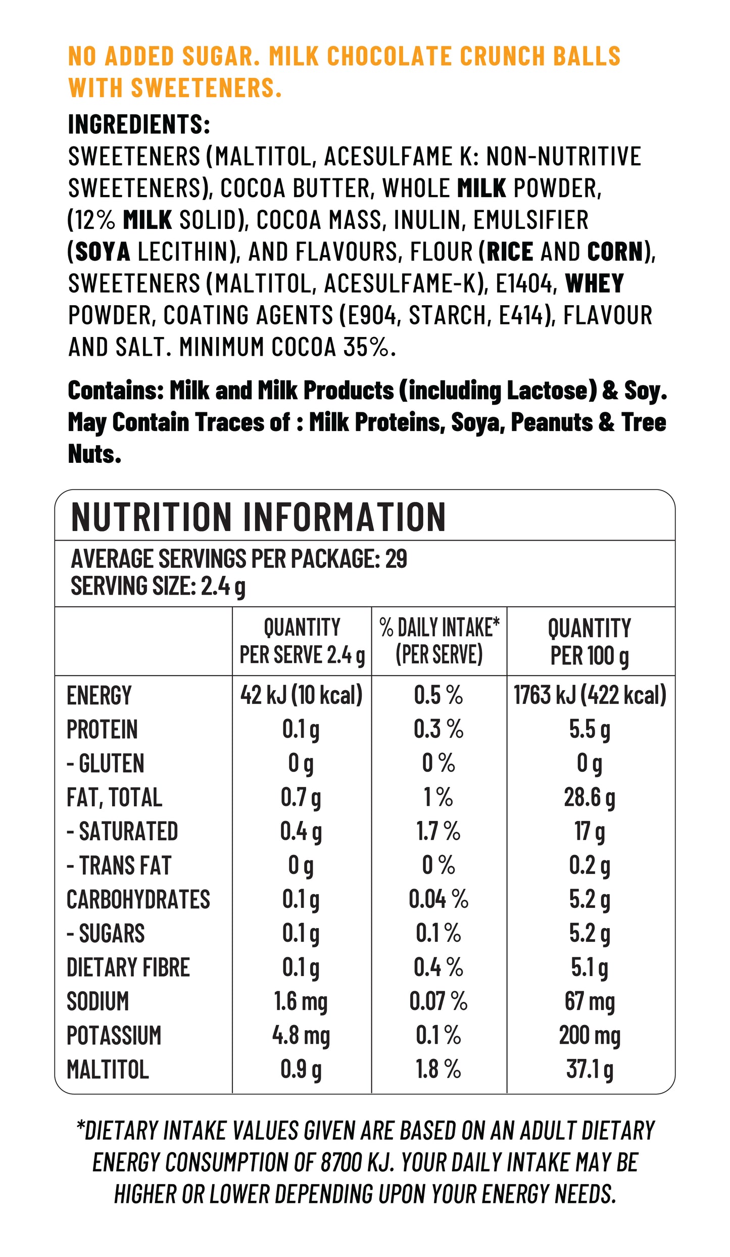 Chocolate Crunch Balls - 70g