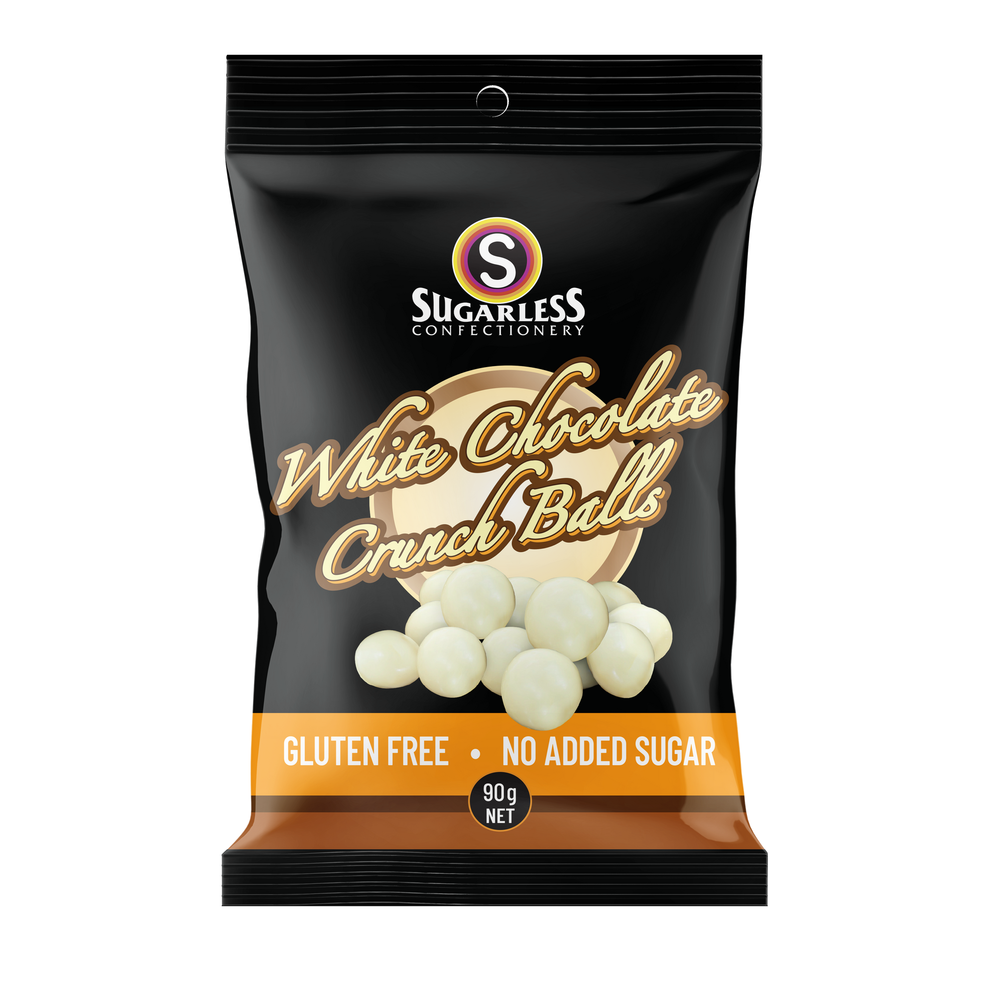 White Chocolate Crunch Balls - 90g - Sugarless Confectionery