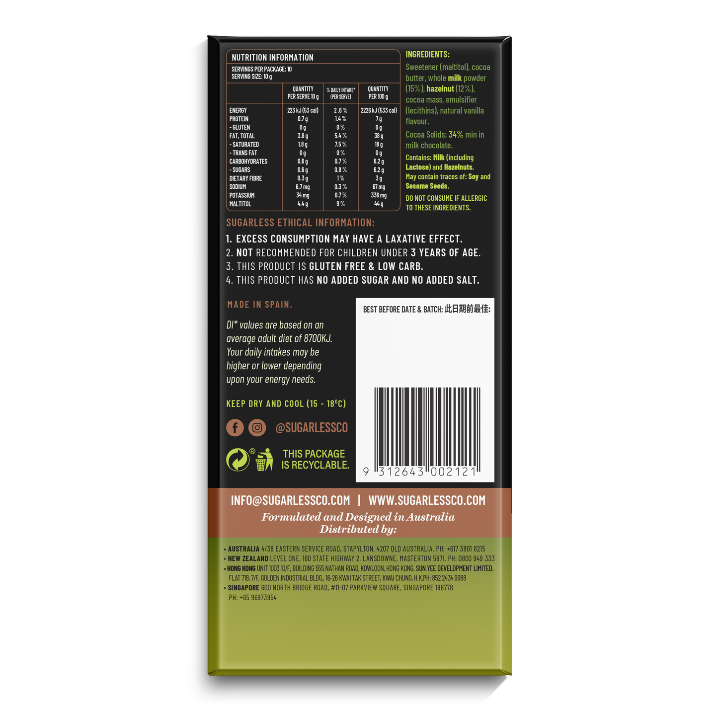 Milk Chocolate & Hazelnut Pieces - 100g