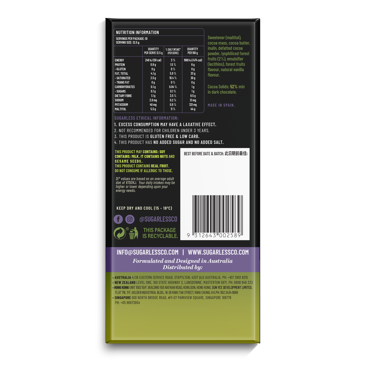 Dark Chocolate with Forest Fruits - 125g