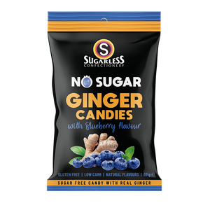Blueberry flavour Ginger Candies - Sugarless Confectionery