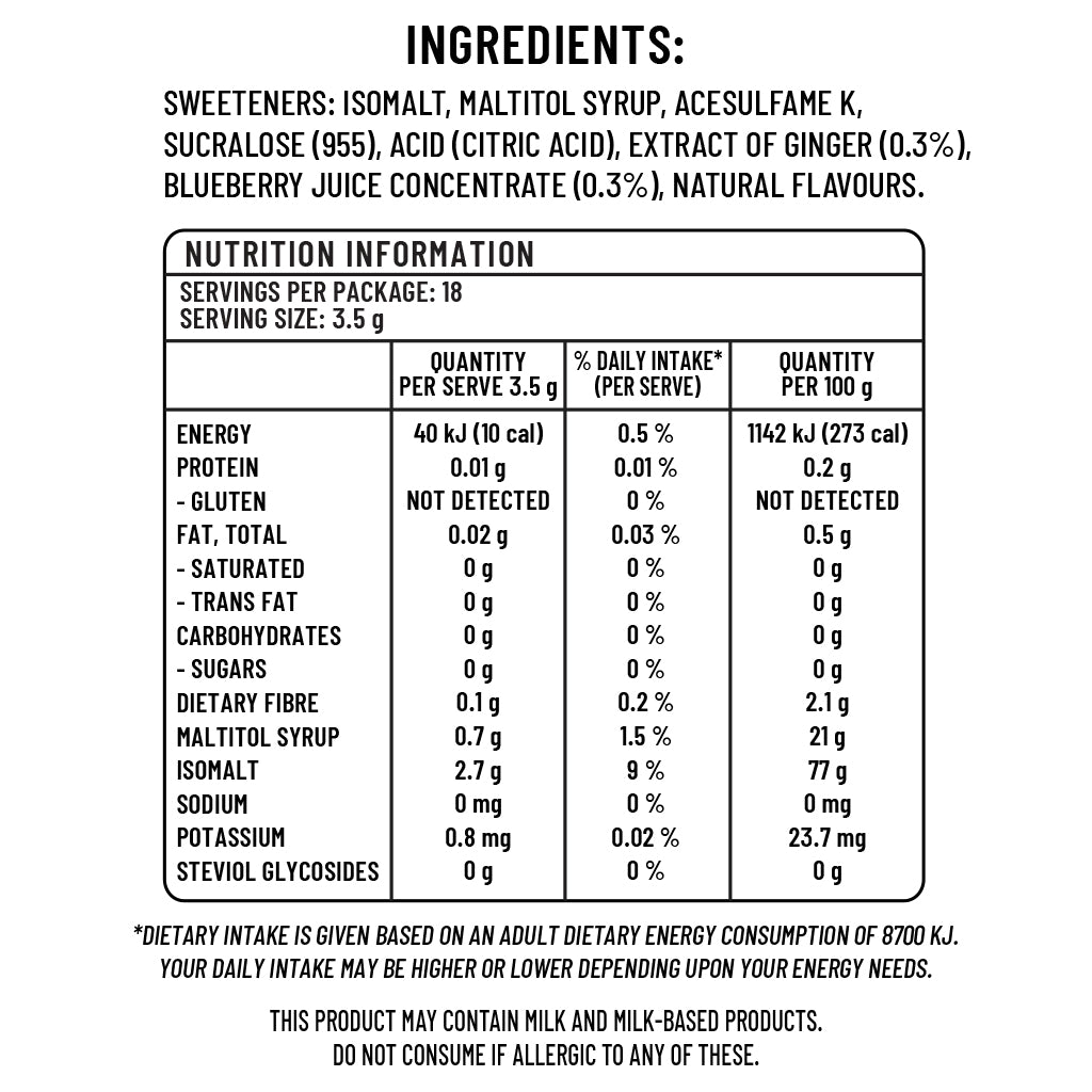 Blueberry flavour Ginger Candies - Sugarless Confectionery