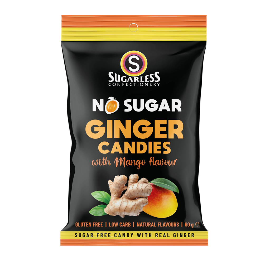 Mango flavoured Ginger Candies - Sugarless Confectionery