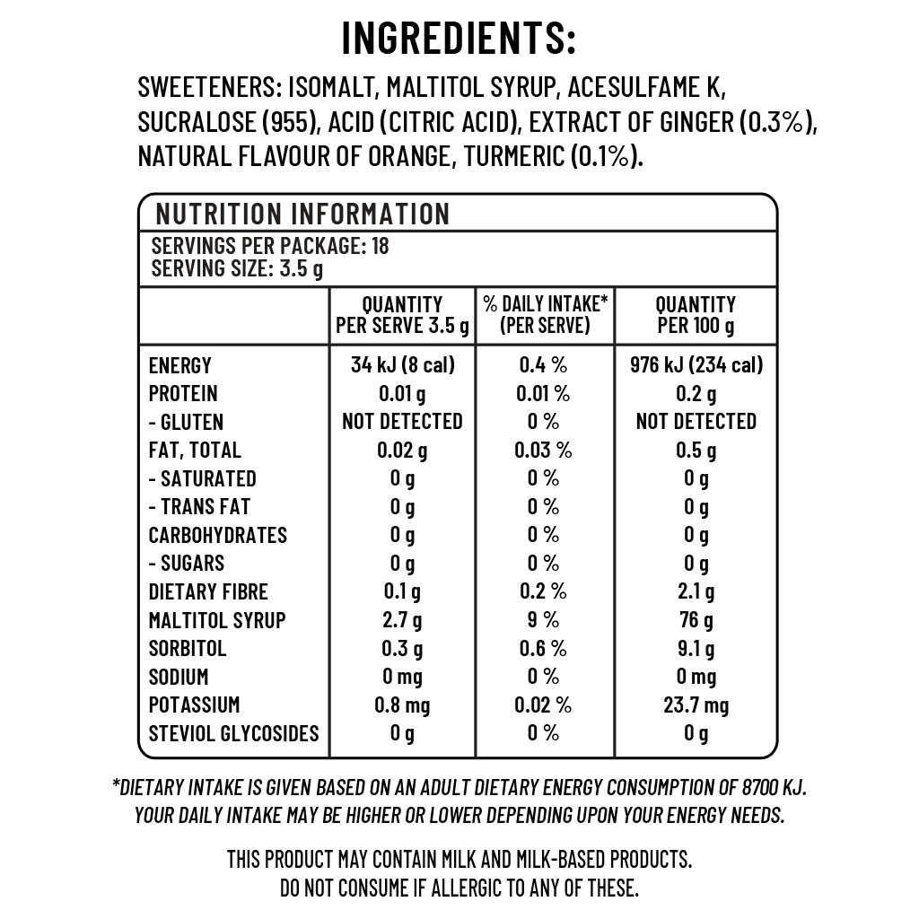 Orange & Turmeric flavoured Ginger Candies - Sugarless Confectionery
