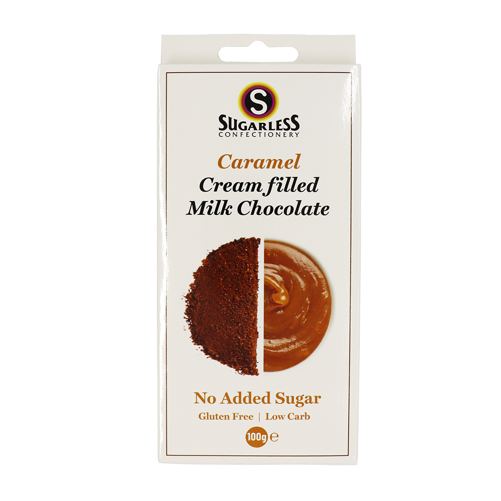 Caramel flavoured Cream Filled Milk Chocolate - Sugarless Confectionery