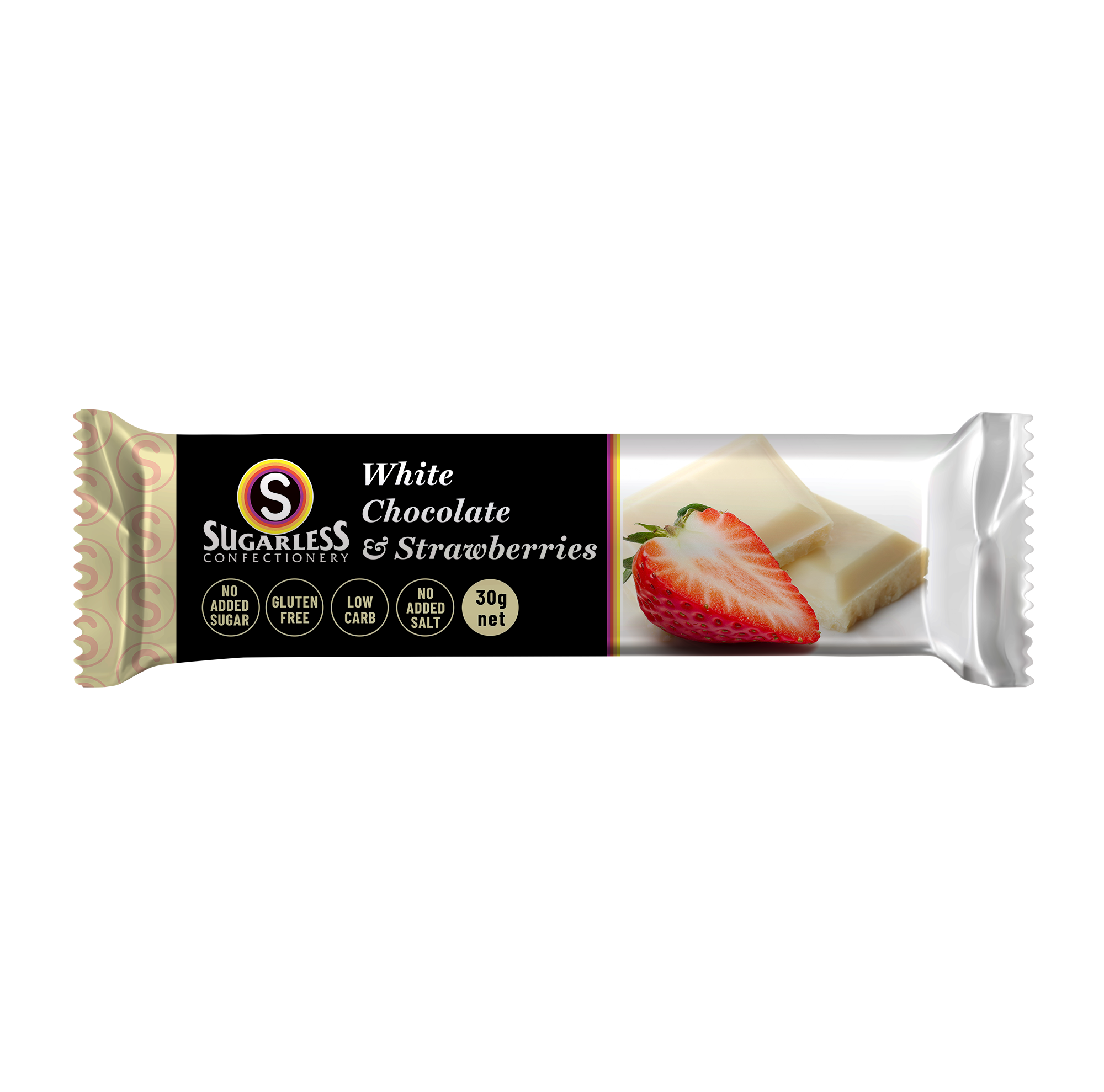 White Chocolate & Strawberries - 30g - Sugarless Confectionery