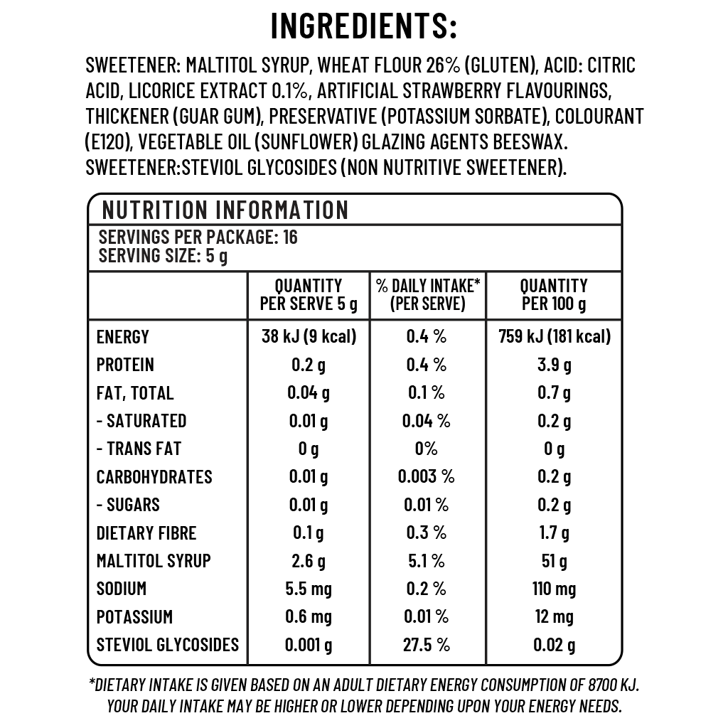 Soft Strawberry Licorice - Sugarless Confectionery