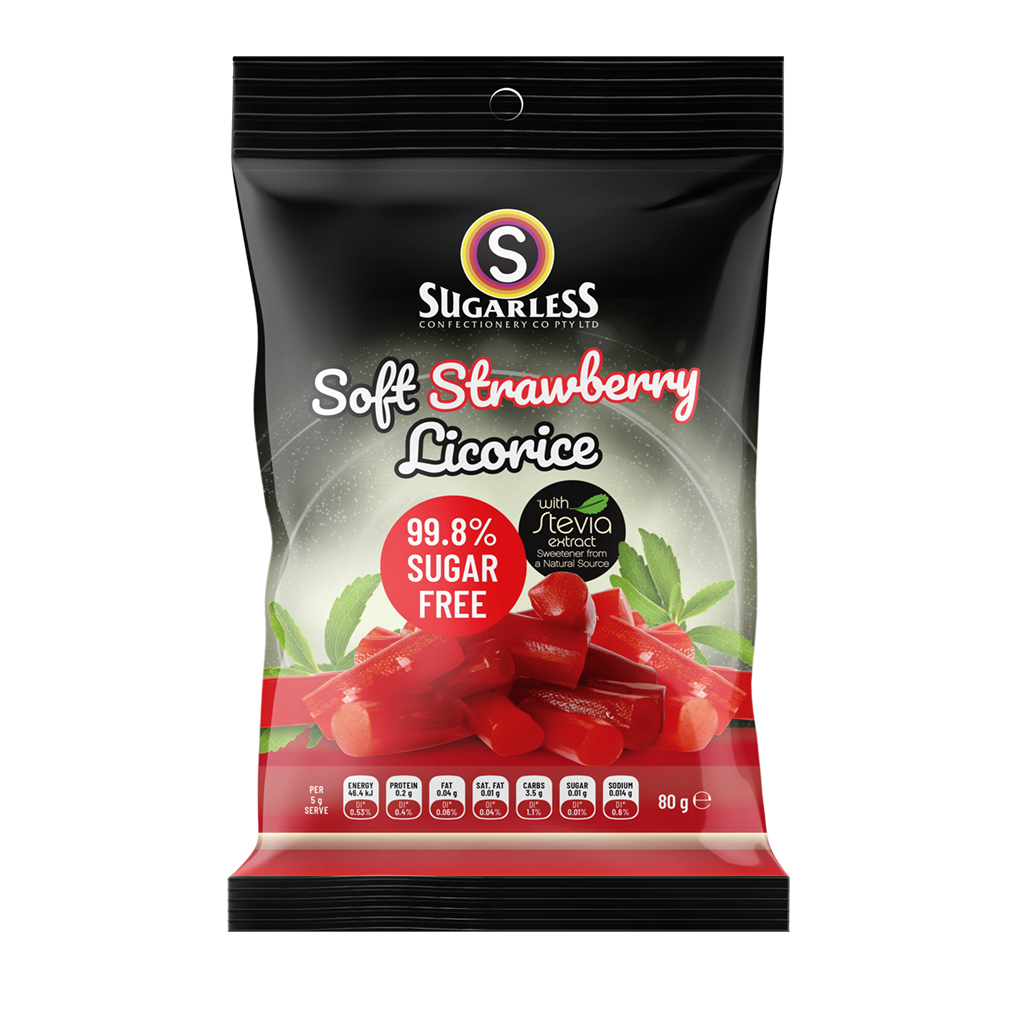 Soft Strawberry Licorice - Sugarless Confectionery